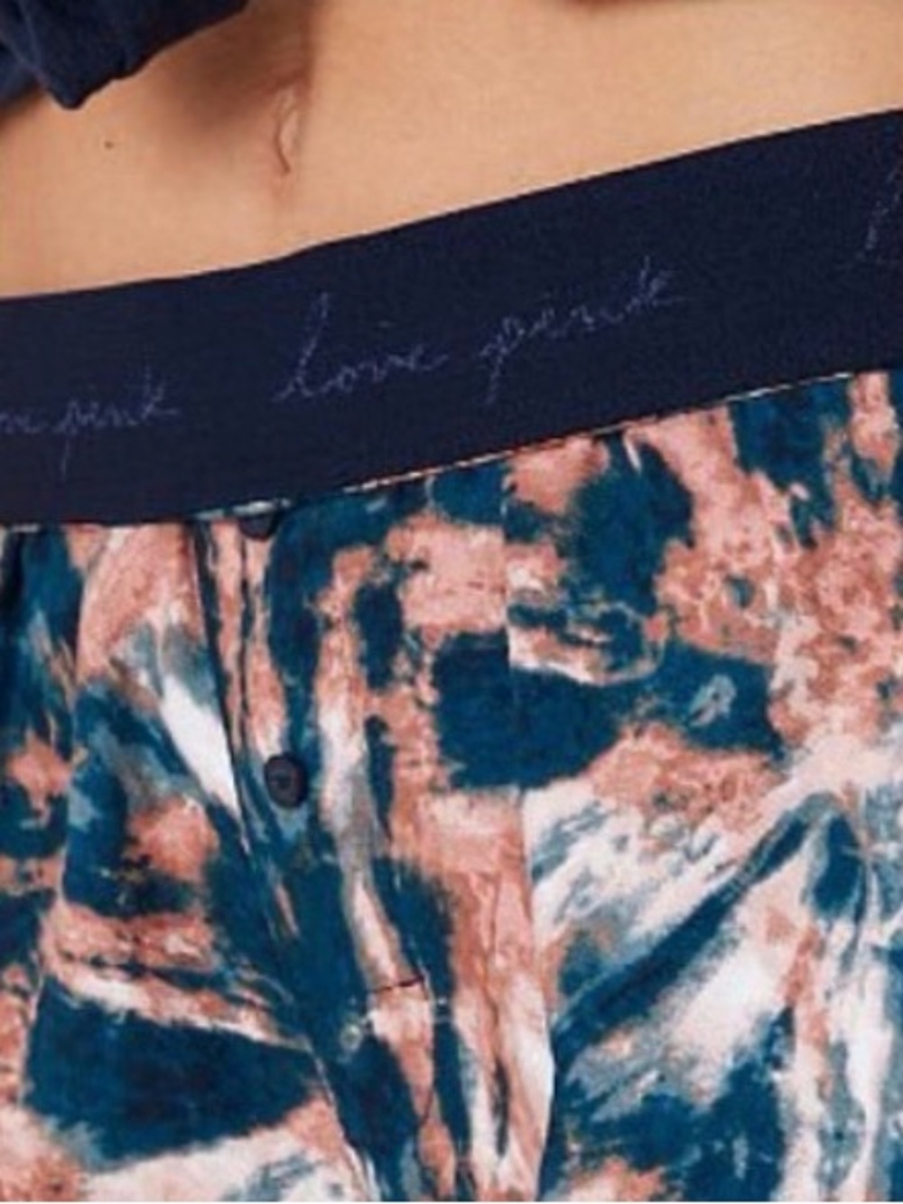 Victoria's Secret PINK Boxer-style Blue Tie Dye Fold Over Waistband sleep shorts - Picture 3 of 16